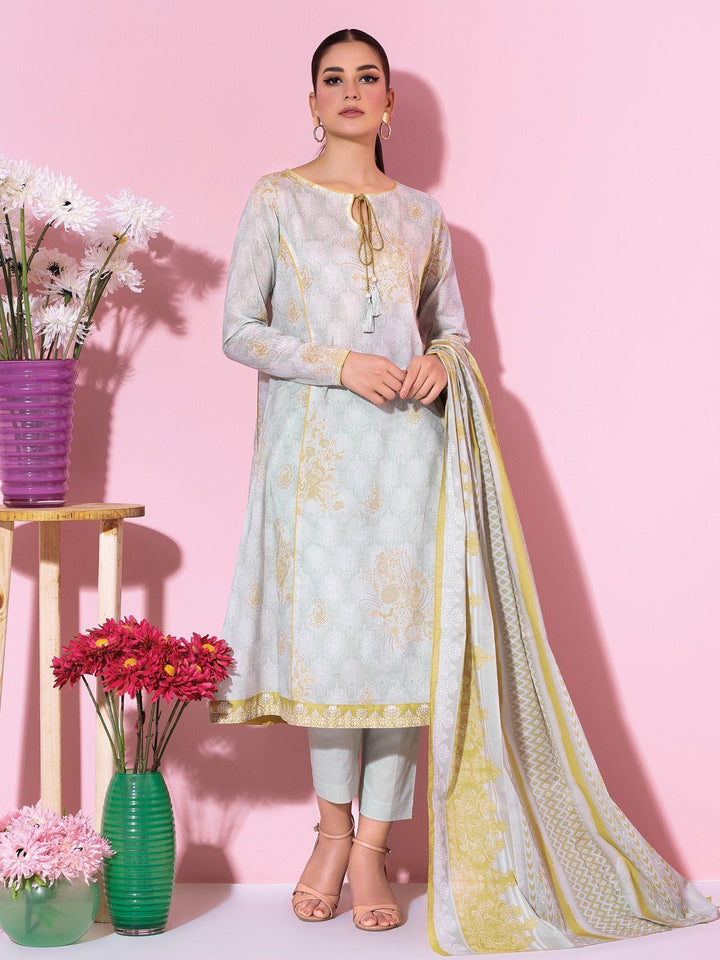 EWU21A1-20689 Unstitched Grey Printed Lawn 2 Piece