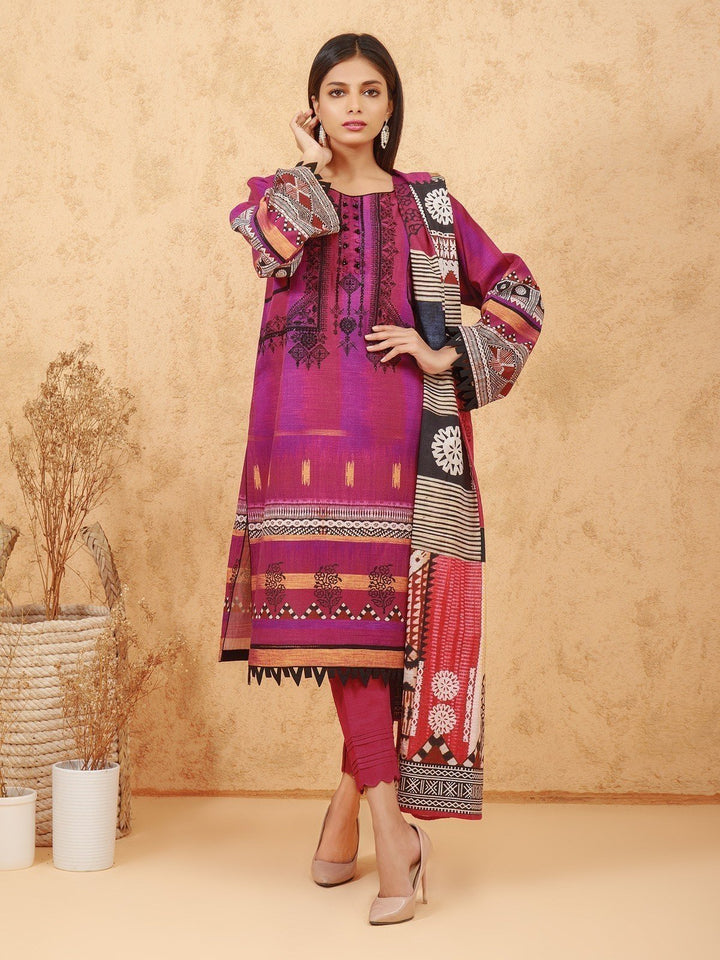 EWU21V11-21758 Unstitched Magenta Embroidered Viscose 3 Piece