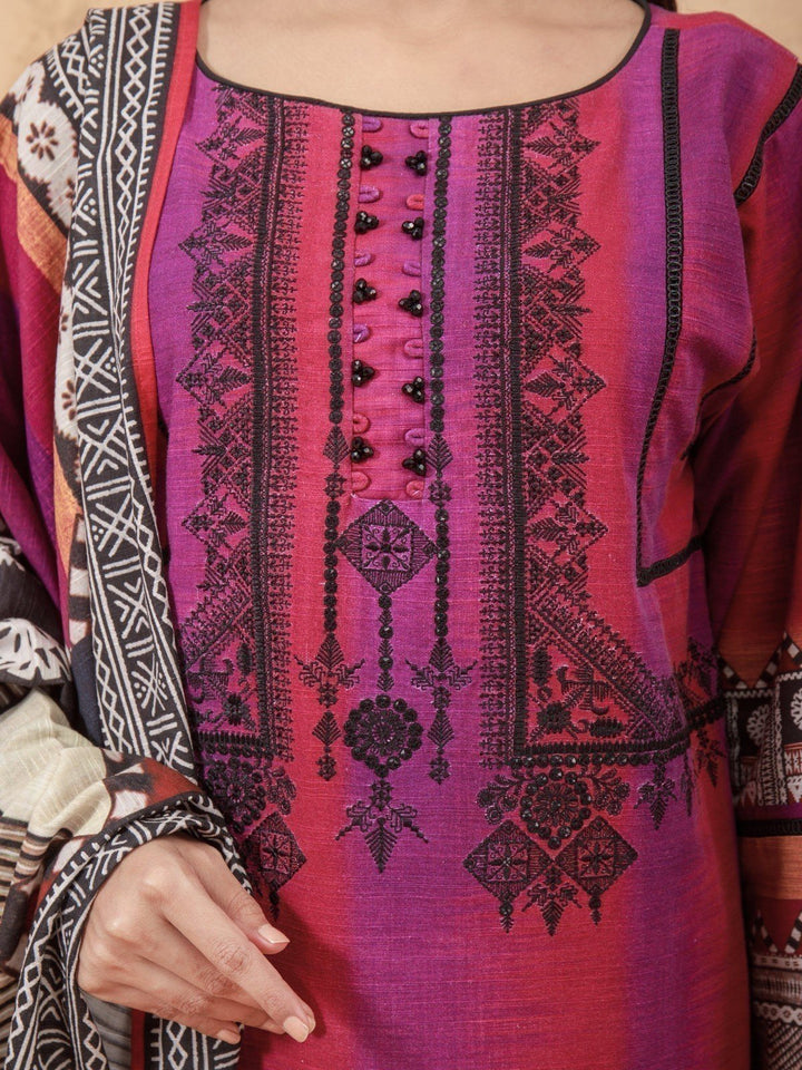 EWU21V11-21758 Unstitched Magenta Embroidered Viscose 3 Piece