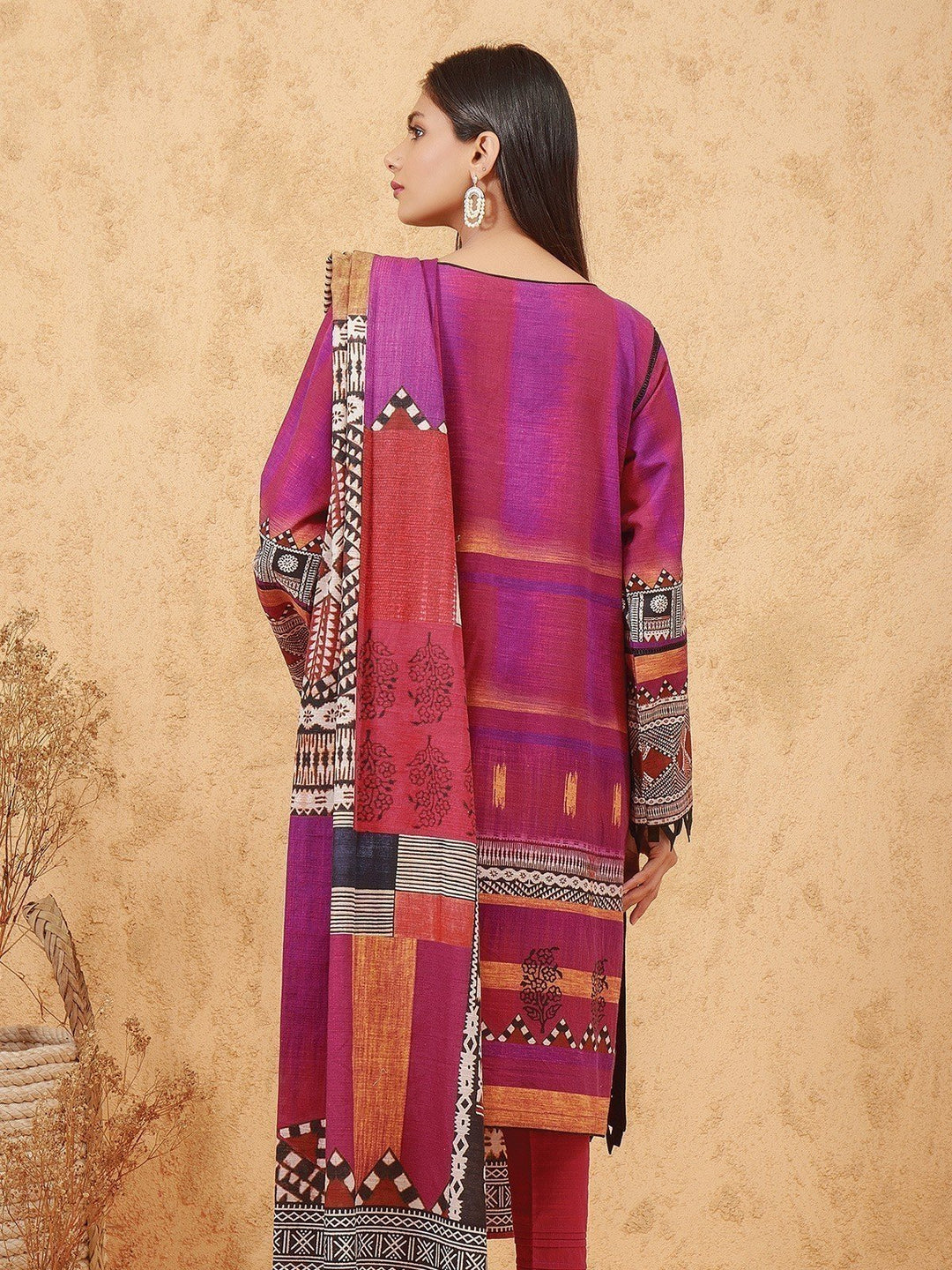 EWU21V11-21758 Unstitched Magenta Embroidered Viscose 3 Piece