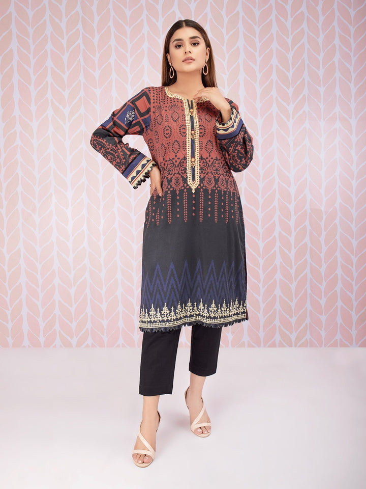 EWU21V8-21737 Unstitched Brown Embroidered Cotton 1 Piece