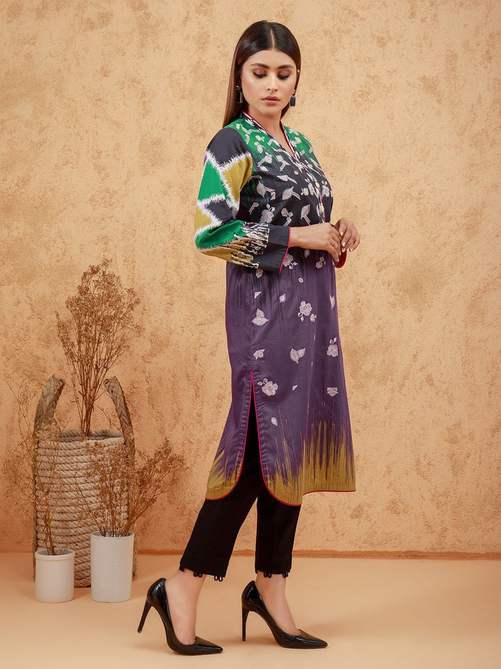 EWU21V8-21739 Unstitched Purple Embroidered Cotton 1 Piece