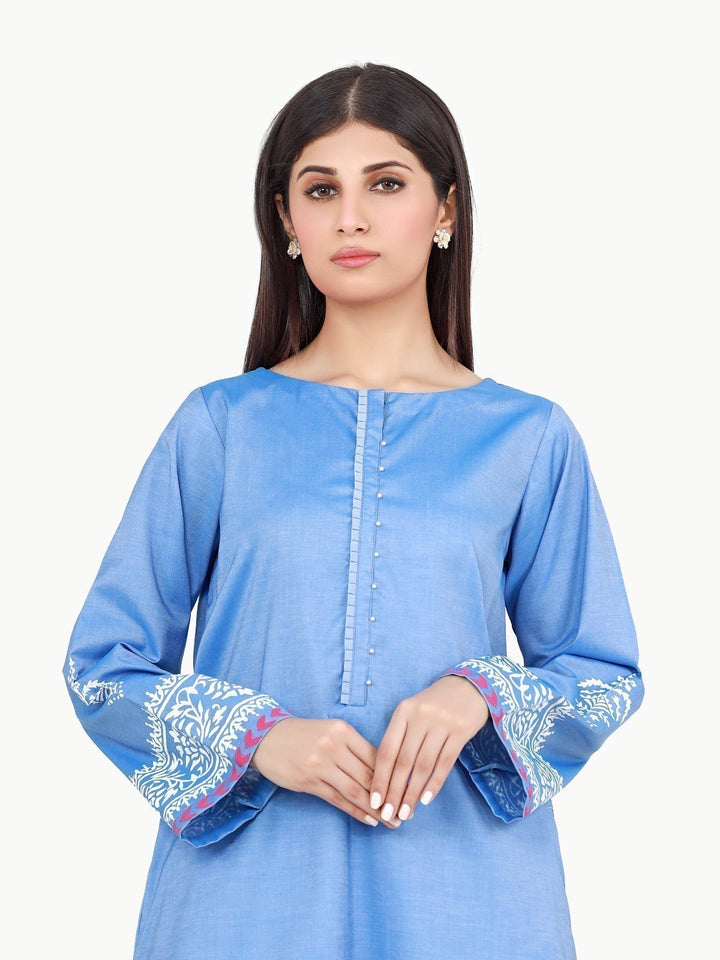 Pret 1Pc Printed Chambray Shirt - EWTKP22-68423