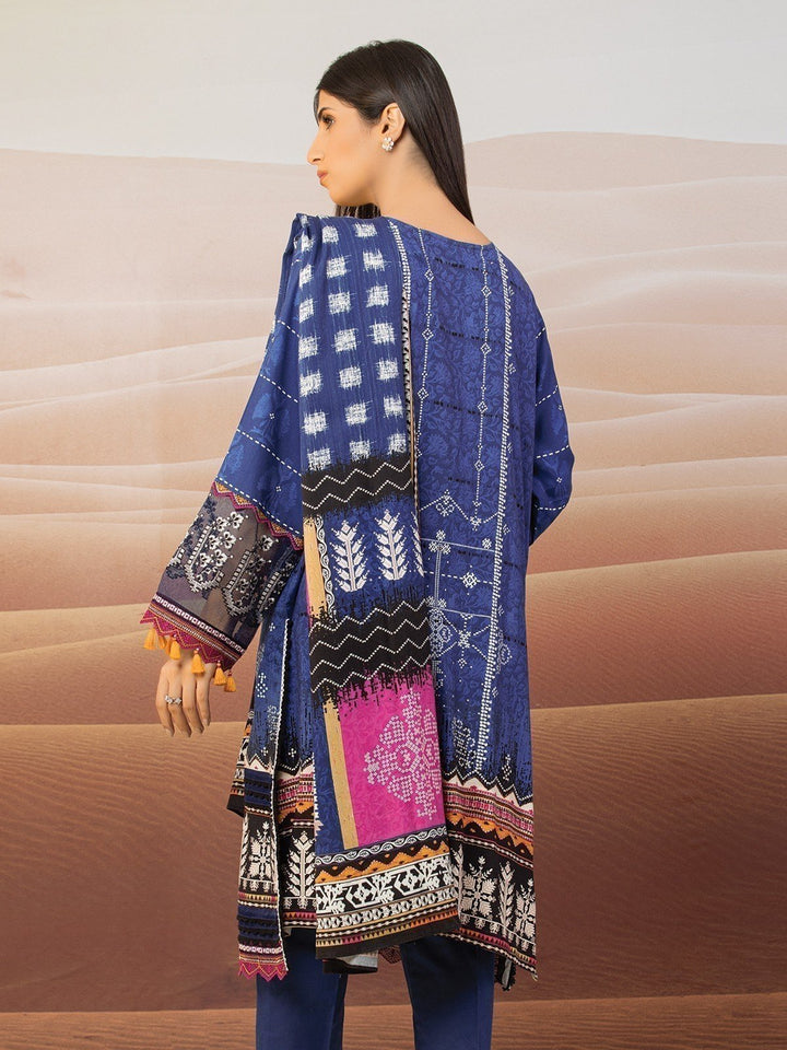 EWU22V10-25015 Unstitched Blue Embroidered Crepe 3 Piece