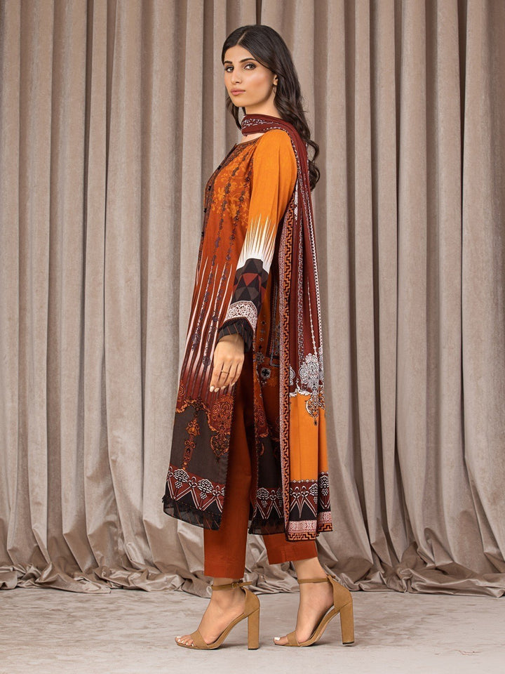 EWU22V10-25018 Unstitched Rust Embroidered Crepe 3 Piece