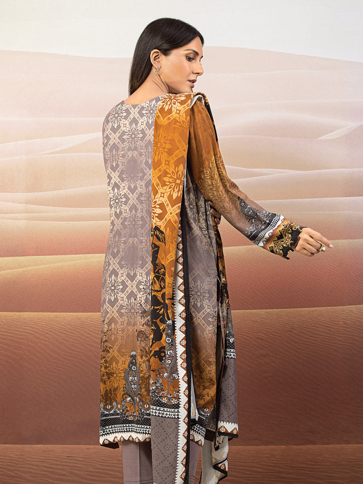 EWU22V10-25019 Unstitched Brown Embroidered Crepe 3 Piece