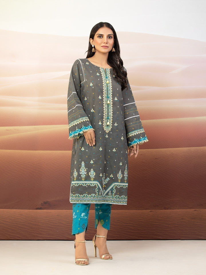 EWU22V11-25039 Unstitched Grey Embroidered Khaddar 2 Piece