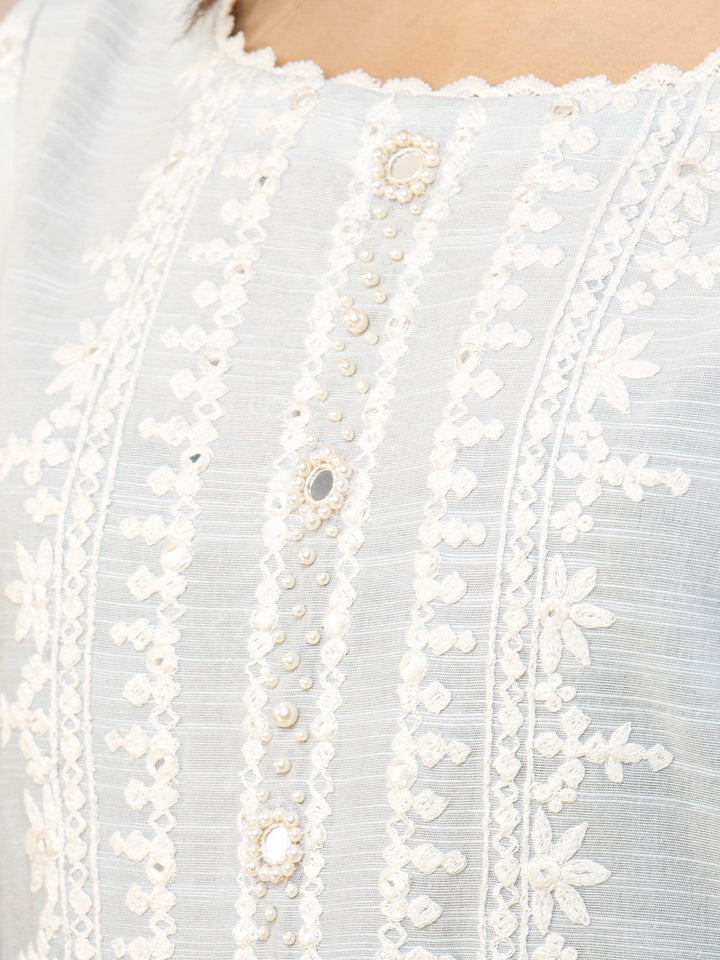 EWU22V12-25007 Unstitched Blue Embroidered Khaddar 3 Piece