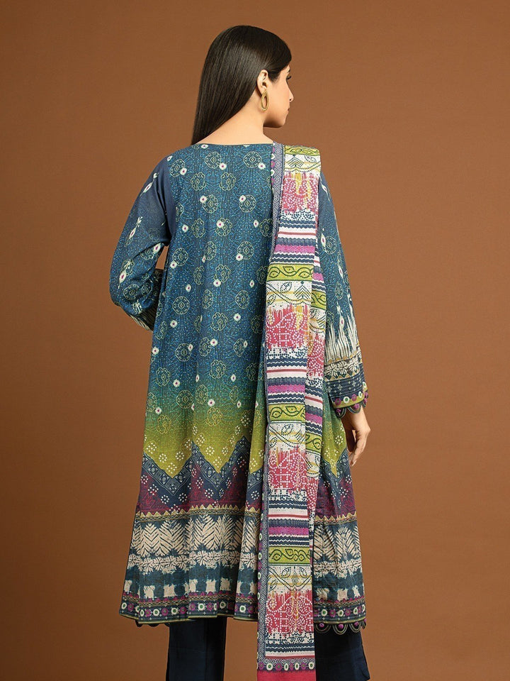 EWU22V13-24033 Unstitched Navy Multi Embroidered Viscose 3 Piece