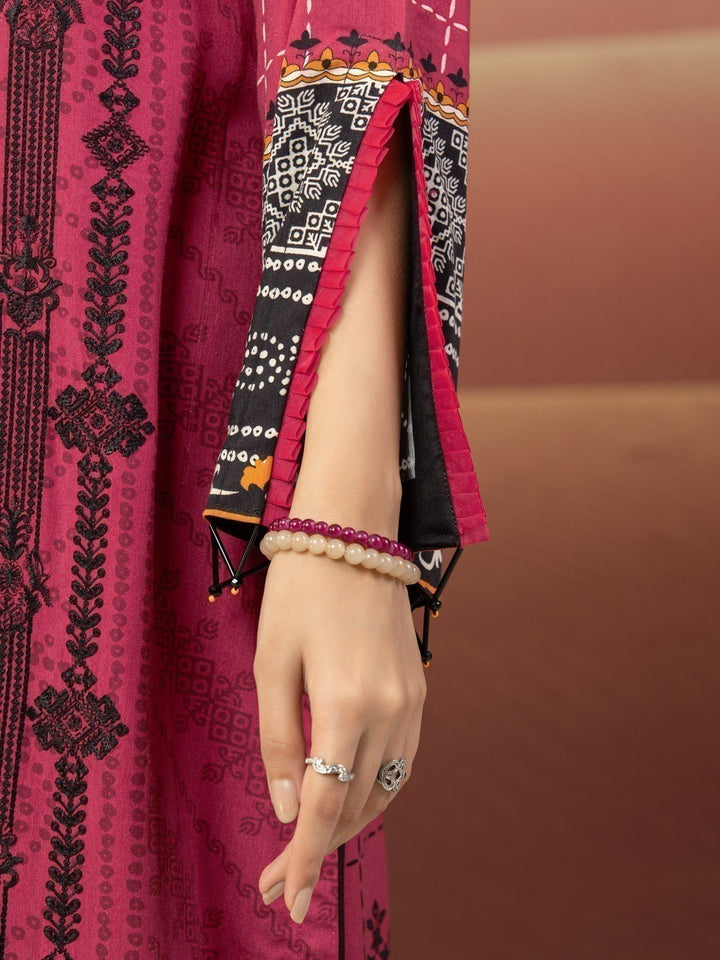 EWU22V8-25002ST Unstitched Pink Embroidered Cottel 2 Piece