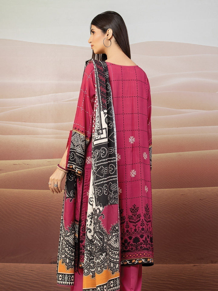 EWU22V8-25002ST Unstitched Pink Embroidered Cottel 2 Piece