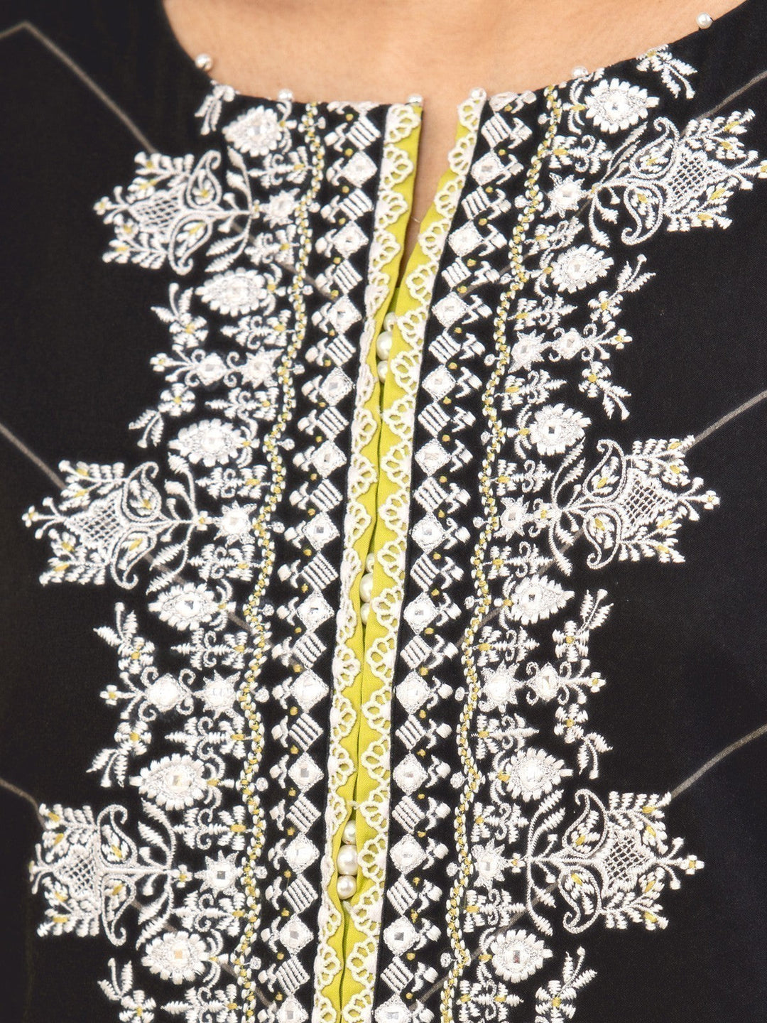 EWU22V9-25047 Unstitched Black Embroidered Cotton Satin 1 Piece