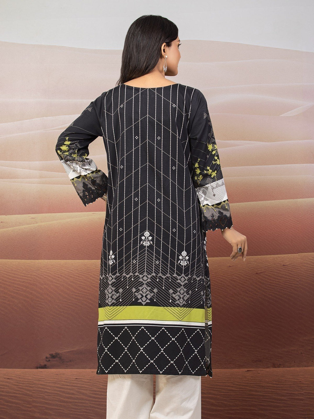 EWU22V9-25047 Unstitched Black Embroidered Cotton Satin 1 Piece