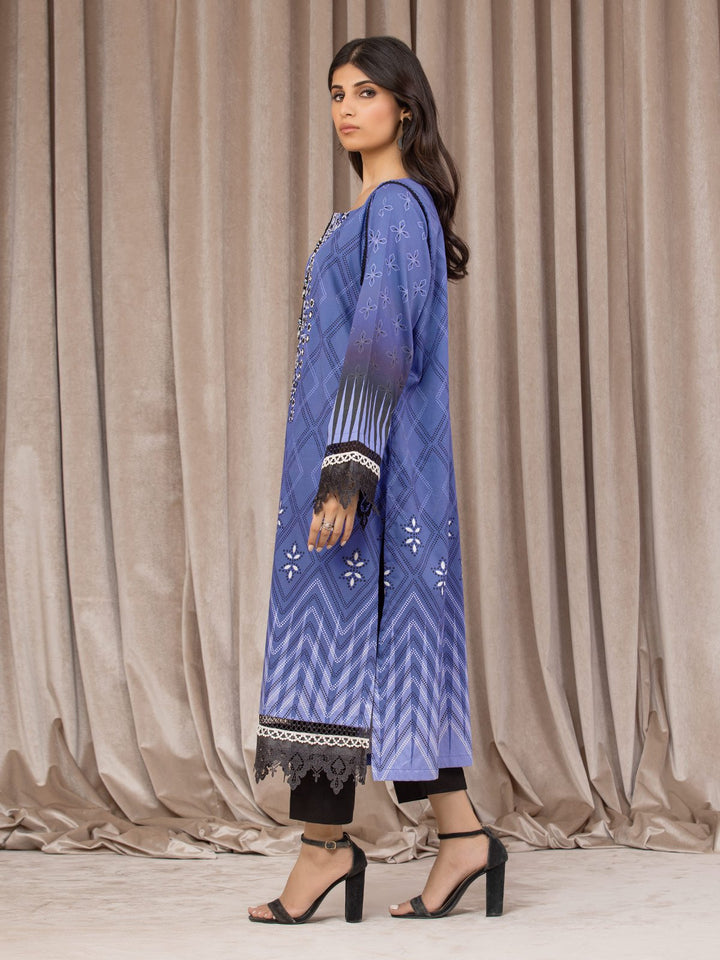 EWU22V9-25049 Unstitched Royal Blue Embroidered Cotton Satin 1 Piece