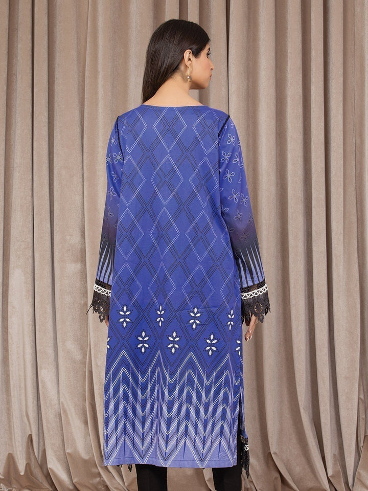 EWU22V9-25049 Unstitched Royal Blue Embroidered Cotton Satin 1 Piece