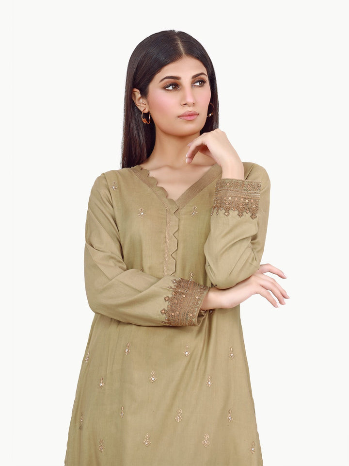 Pret 2Pc Embroidered Cambric Shirt Trouser - EWTKE22-67996ST