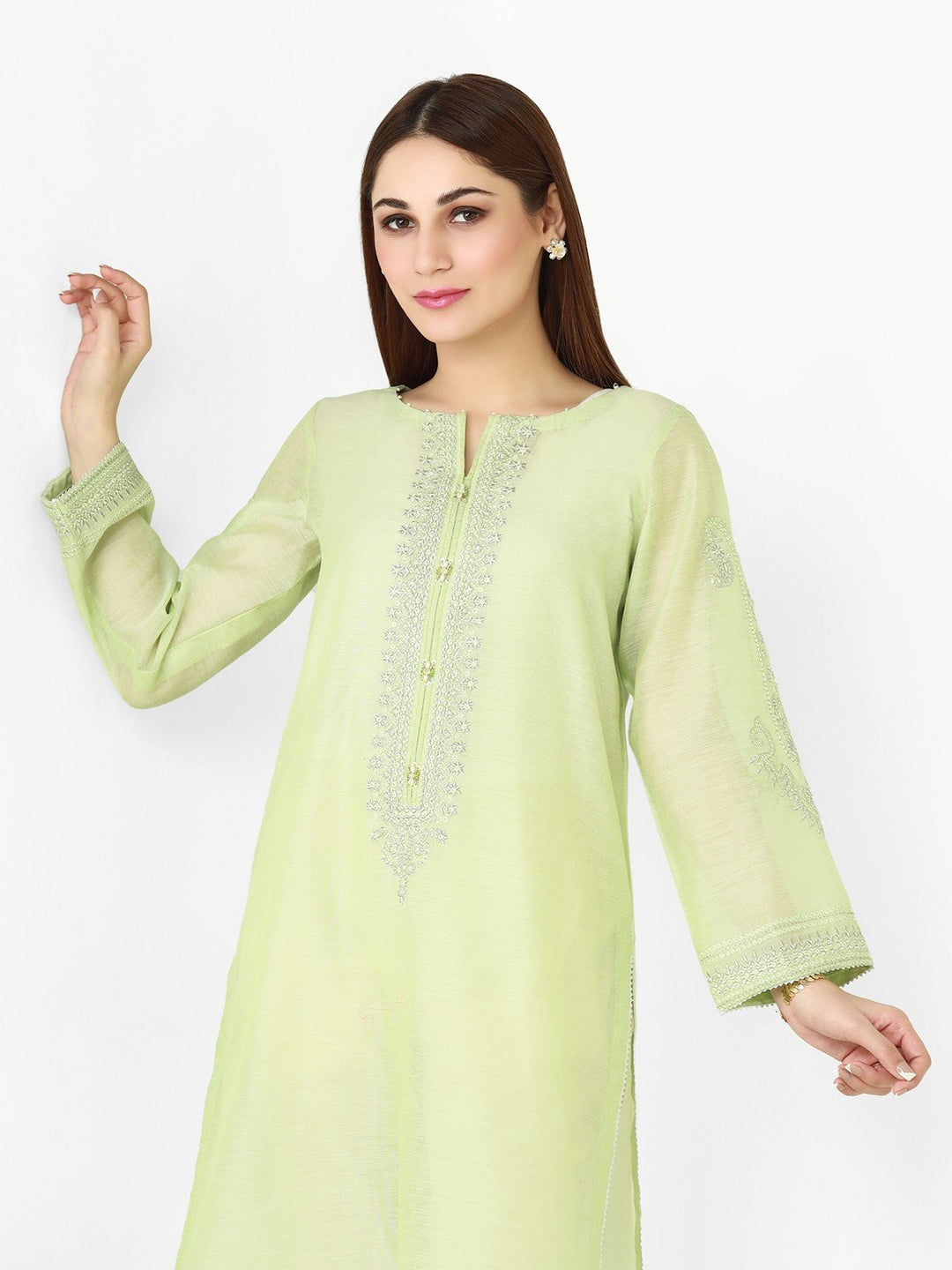 Pret 1Pc Embroidered Chanderi Shirt - EWTKE22-68392S