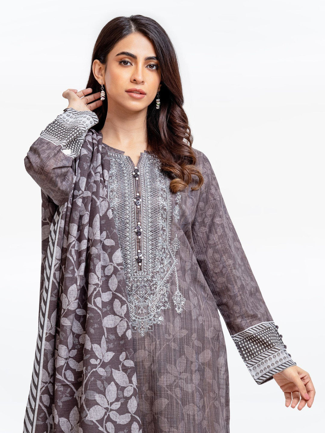 Pret 2Pc Embroidered Khaddar Shirt Dupatta - EWTKE22-68602SD
