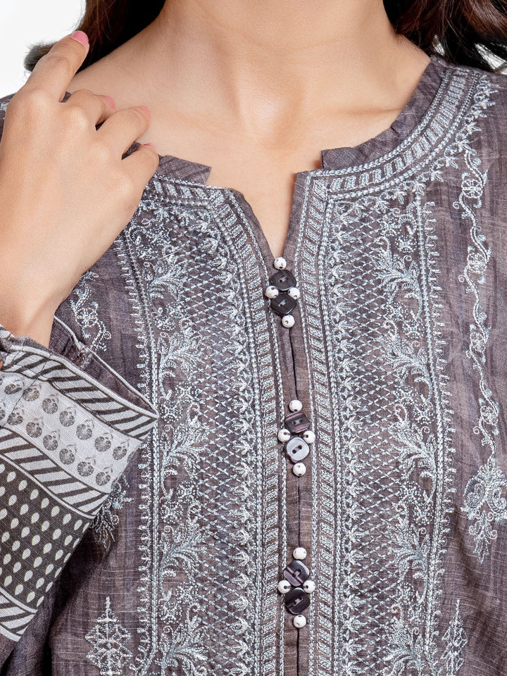 Pret 2Pc Embroidered Khaddar Shirt Dupatta - EWTKE22-68602SD
