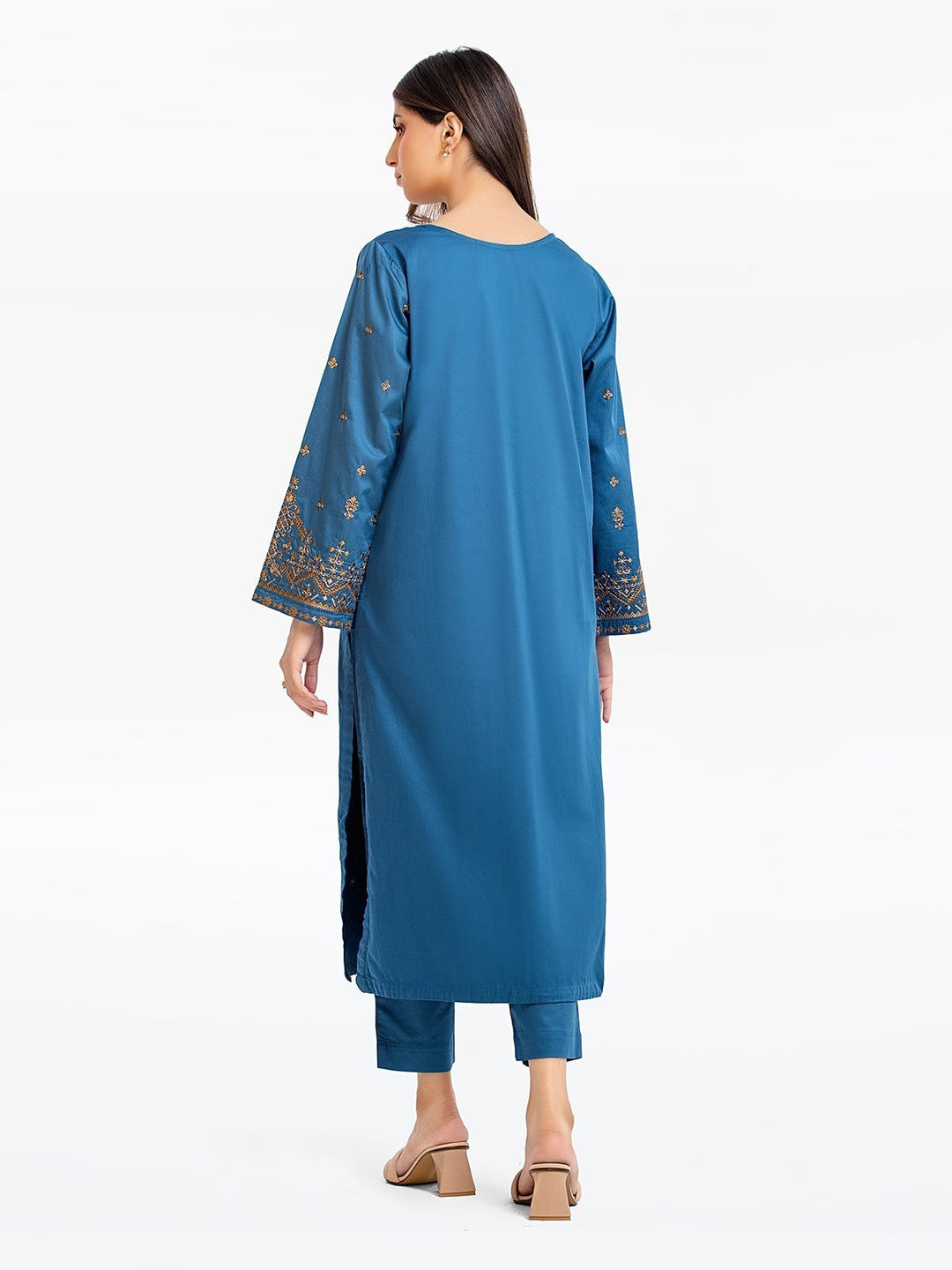 Pret 2Pc Embroidered Cotton Satin Shirt Trouser - EWTKE22-69520ST