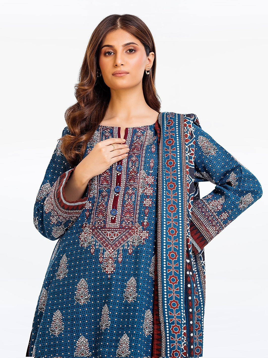 Pret 3Pc Embroidered Khaddar Suit - EWTKE23-68650-3P