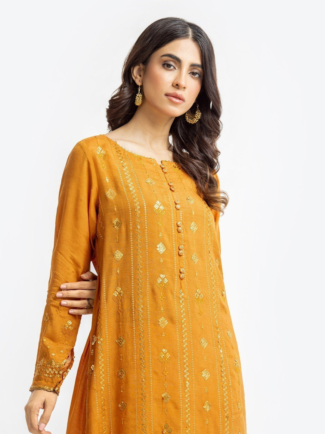 Pret 2Pc Embroidered Raw Silk Shirt Trouser - EWTKE23-68751ST