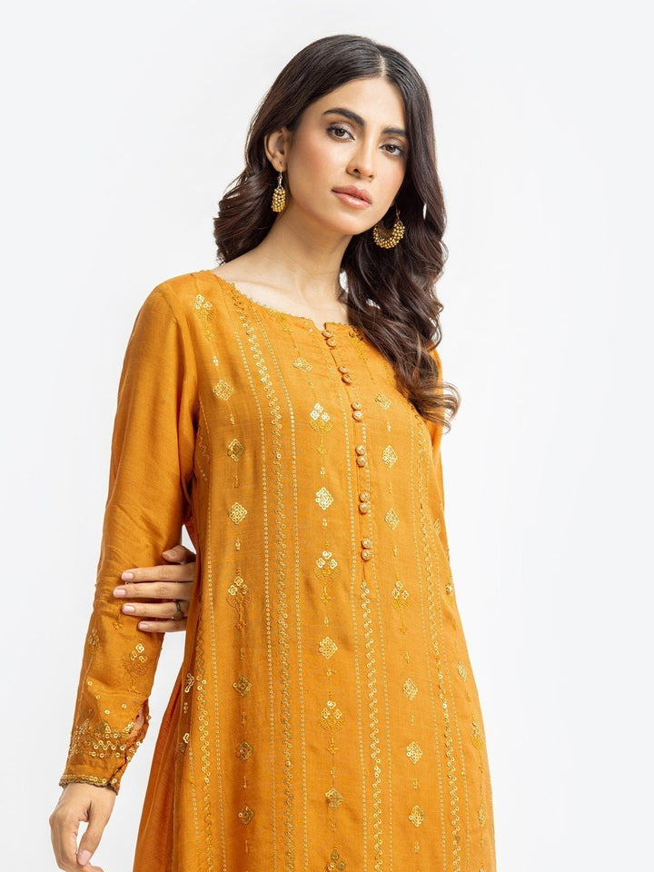 Pret 2Pc Embroidered Raw Silk Shirt Trouser - EWTKE23-68751ST