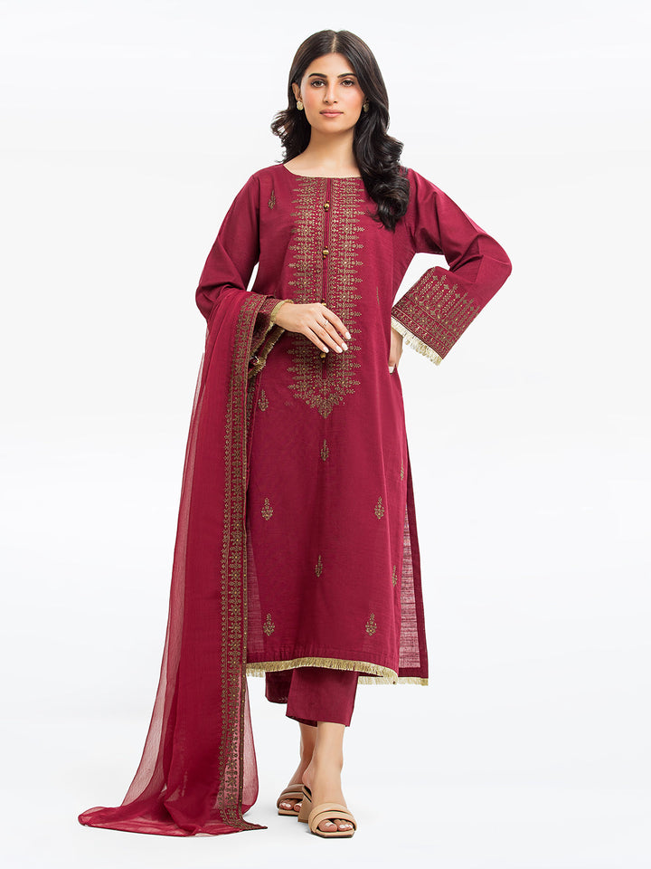 Pret 3Pc Embroidered Raw Silk Suit - EWTKE23-68765-3P