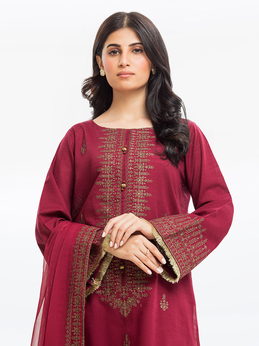 Pret 3Pc Embroidered Raw Silk Suit - EWTKE23-68765-3P
