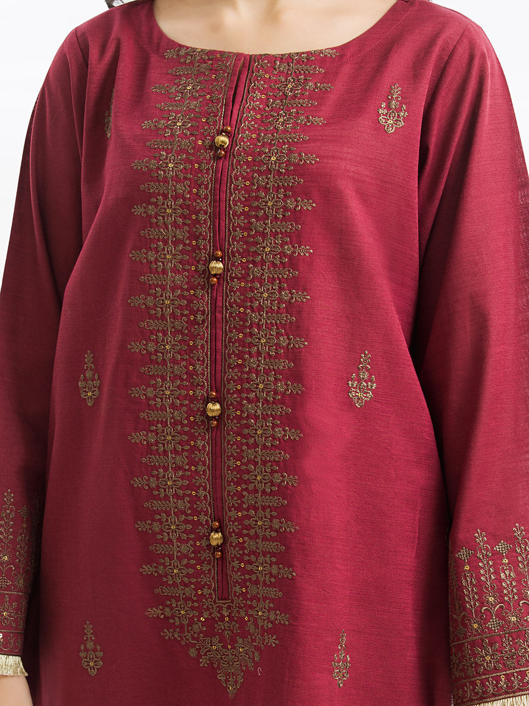 Pret 3Pc Embroidered Raw Silk Suit - EWTKE23-68765-3P