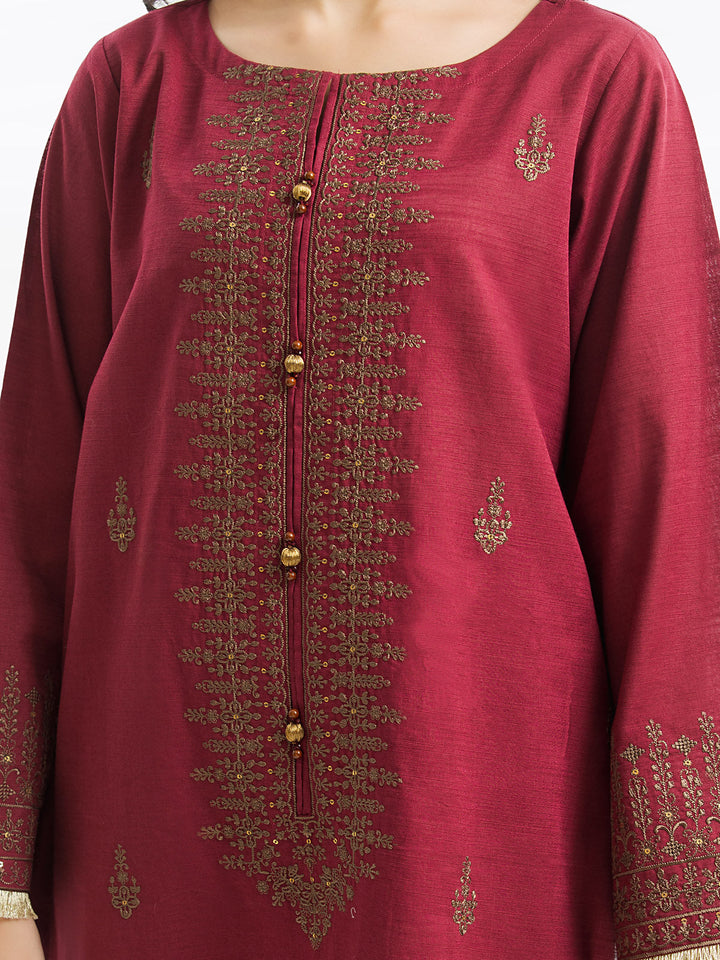 Pret 3Pc Embroidered Raw Silk Suit - EWTKE23-68765-3P
