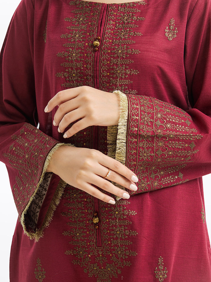 Pret 3Pc Embroidered Raw Silk Suit - EWTKE23-68765-3P