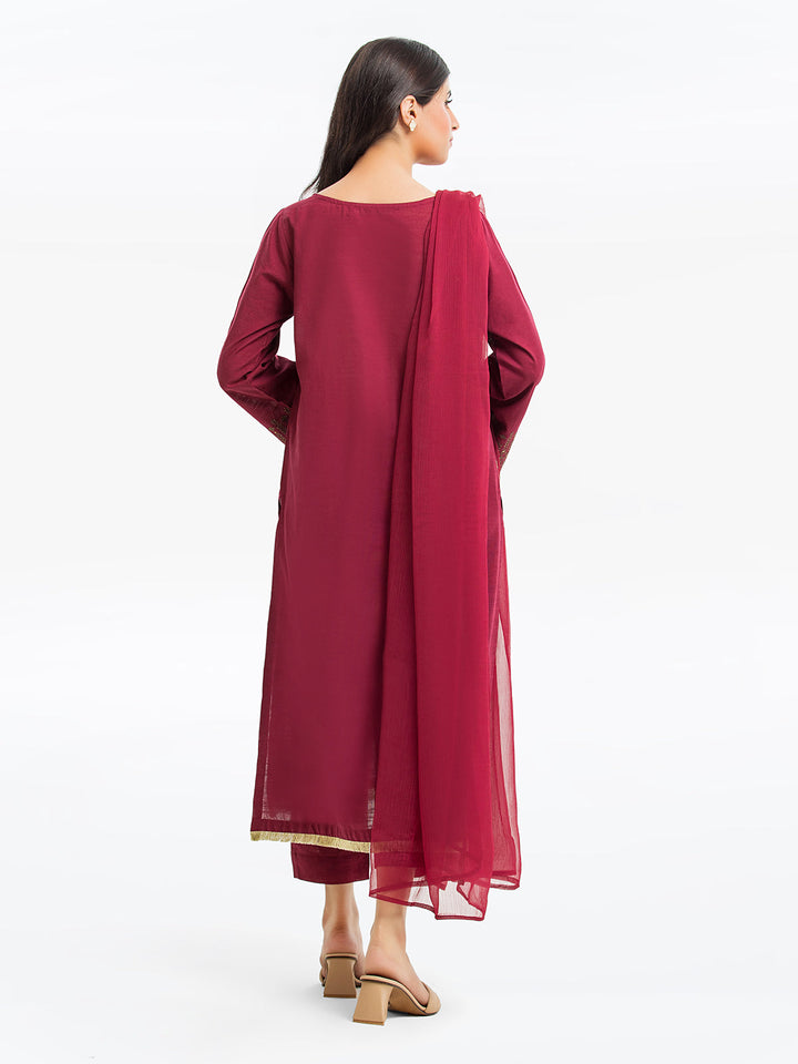 Pret 3Pc Embroidered Raw Silk Suit - EWTKE23-68765-3P