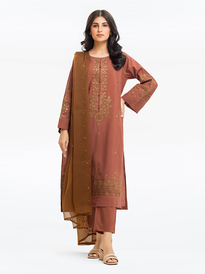 Pret 3Pc Embroidered Cotton Net Suit - EWTKE23-68798