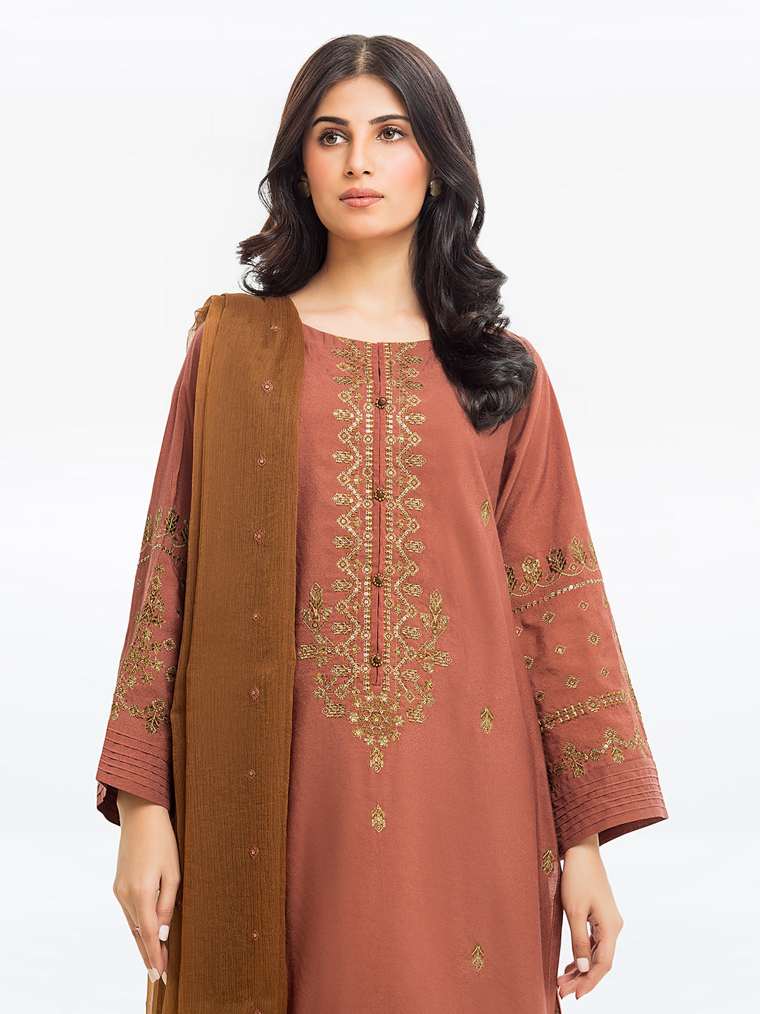 Pret 3Pc Embroidered Cotton Net Suit - EWTKE23-68798