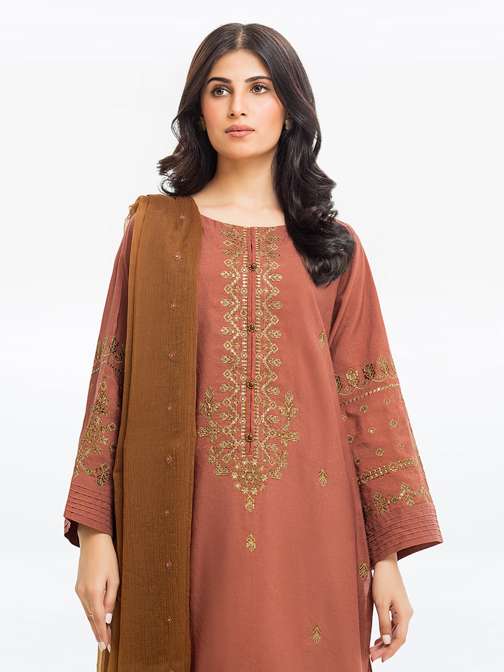 Pret 3Pc Embroidered Cotton Net Suit - EWTKE23-68798
