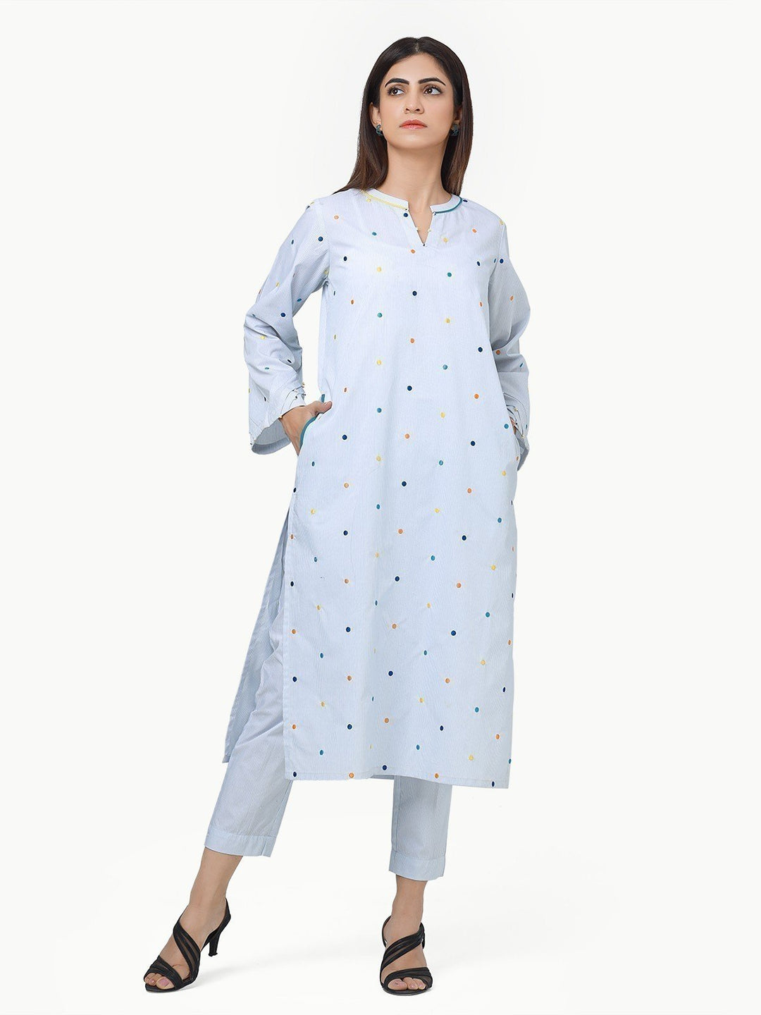 Pret 2Pc Embroidered Polyester Shirt Trouser - EWTKE23-69248ST