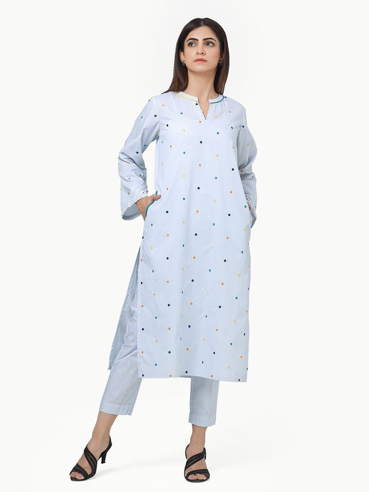 Pret 2Pc Embroidered Polyester Shirt Trouser - EWTKE23-69248ST