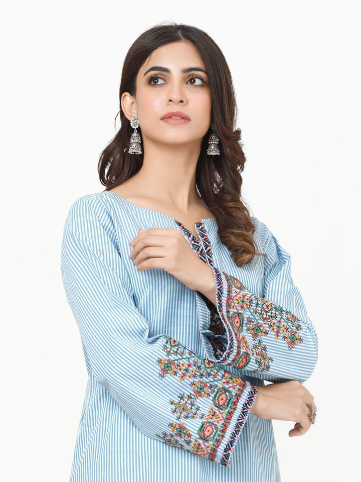 Pret 1Pc Embroidered Cotton Shirt - EWTKE23-69309S
