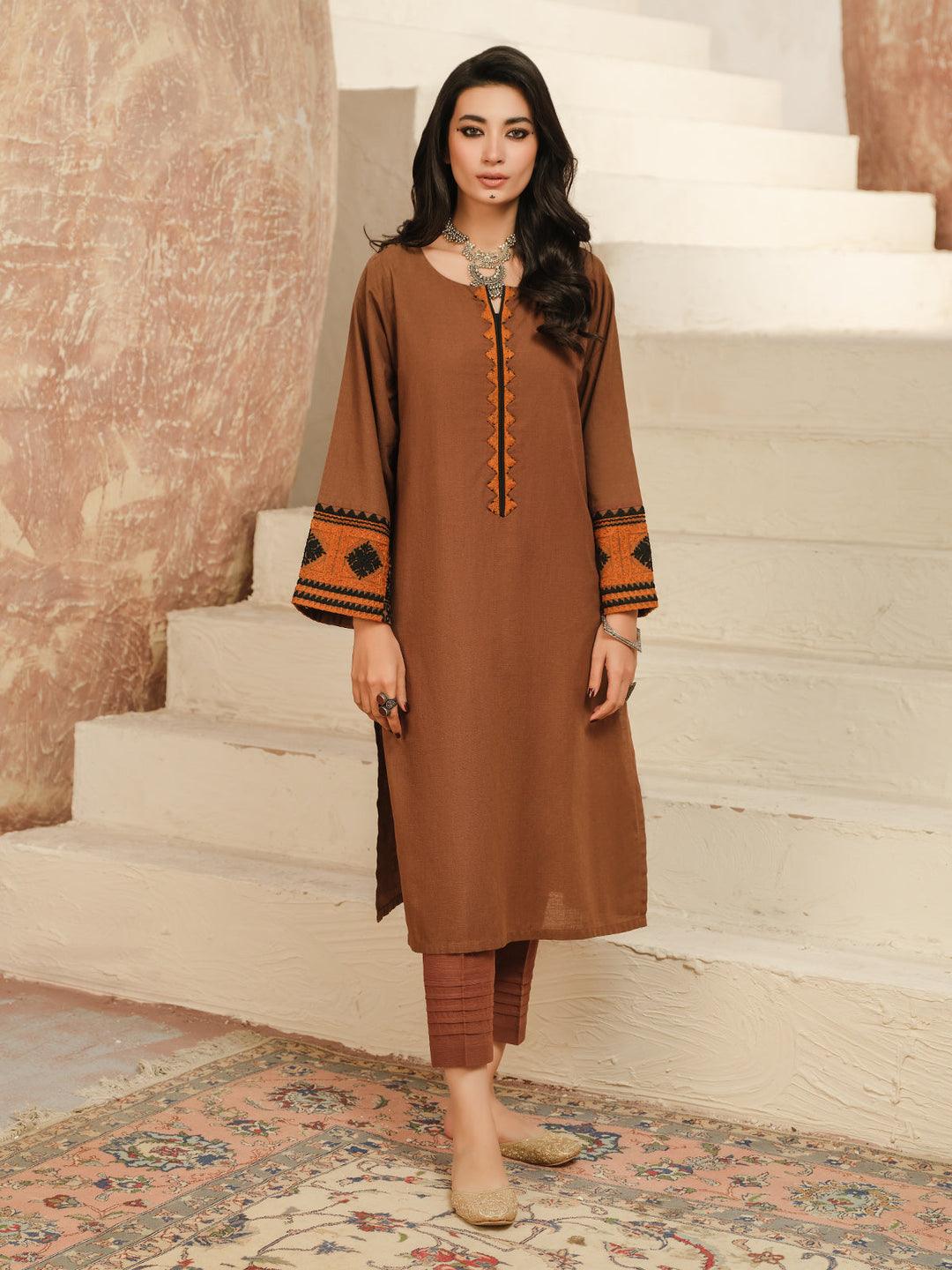 Pret 2Pc Embroidered Cotail Viscose Shirt Trouser - EWTKE23-69384ST