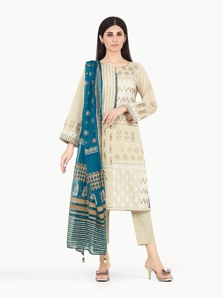 Pret 3Pc Printed Cotton Suit - EWTKP22-68723