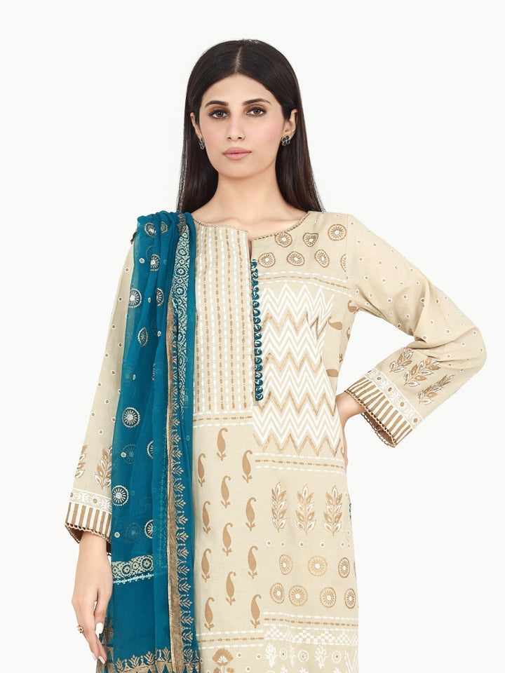 Pret 3Pc Printed Cotton Suit - EWTKP22-68723