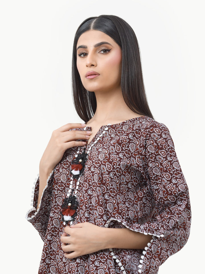 Brown Printed Shirt Trouser Co-Ord Set - EWTKP23-69245