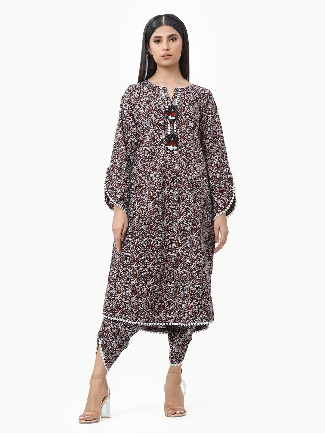 Brown Printed Shirt Trouser Co-Ord Set - EWTKP23-69245