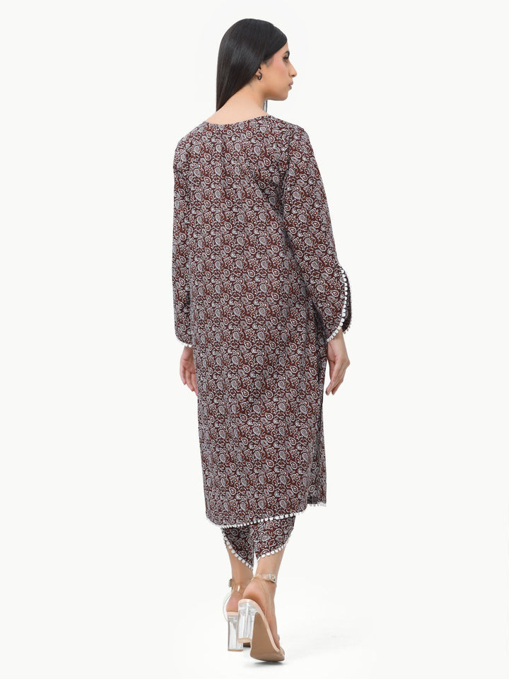 Brown Printed Shirt Trouser Co-Ord Set - EWTKP23-69245