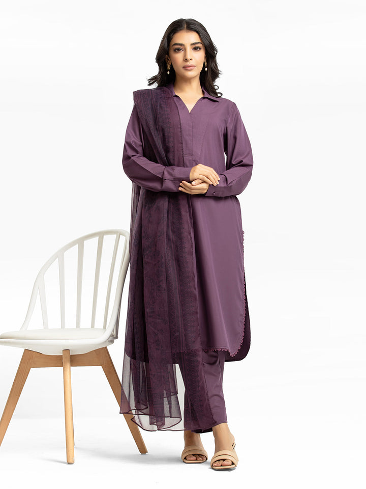 Pret 2Pc Solid Viscose Shirt Trouser - EWTKS23-69625ST