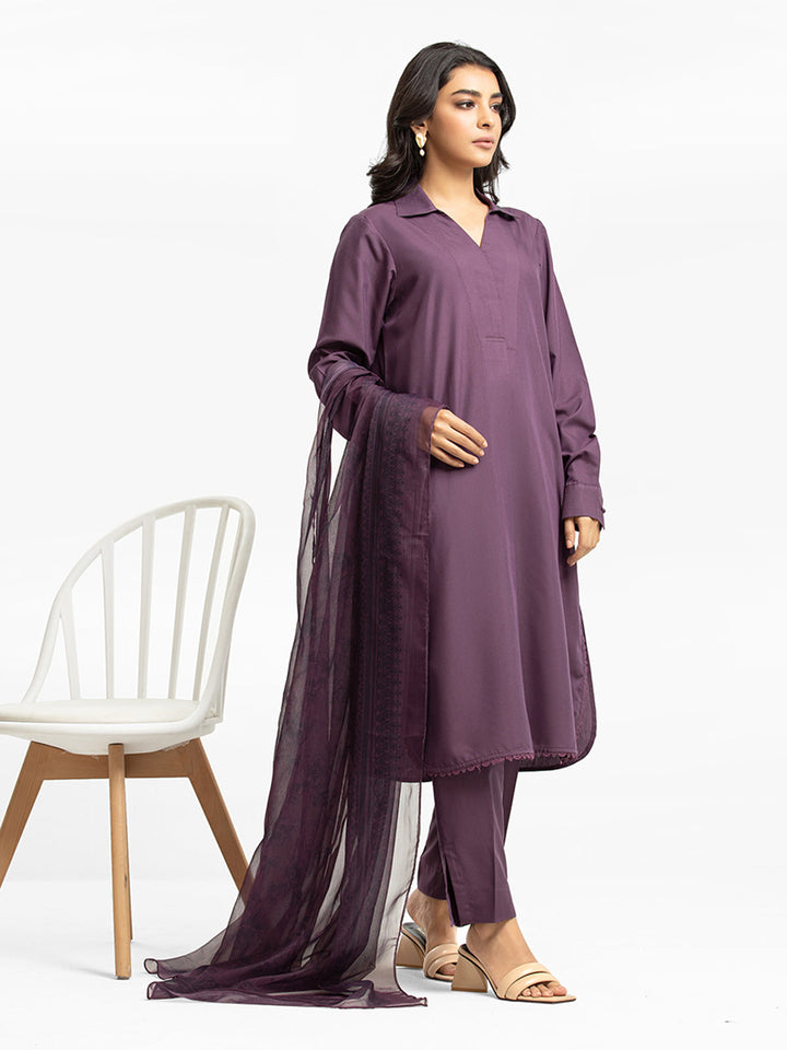 Pret 2Pc Solid Viscose Shirt Trouser - EWTKS23-69625ST