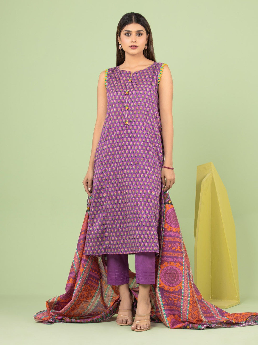 EWU23A1-26037 Unstitched Purple Printed Lawn 3 Piece