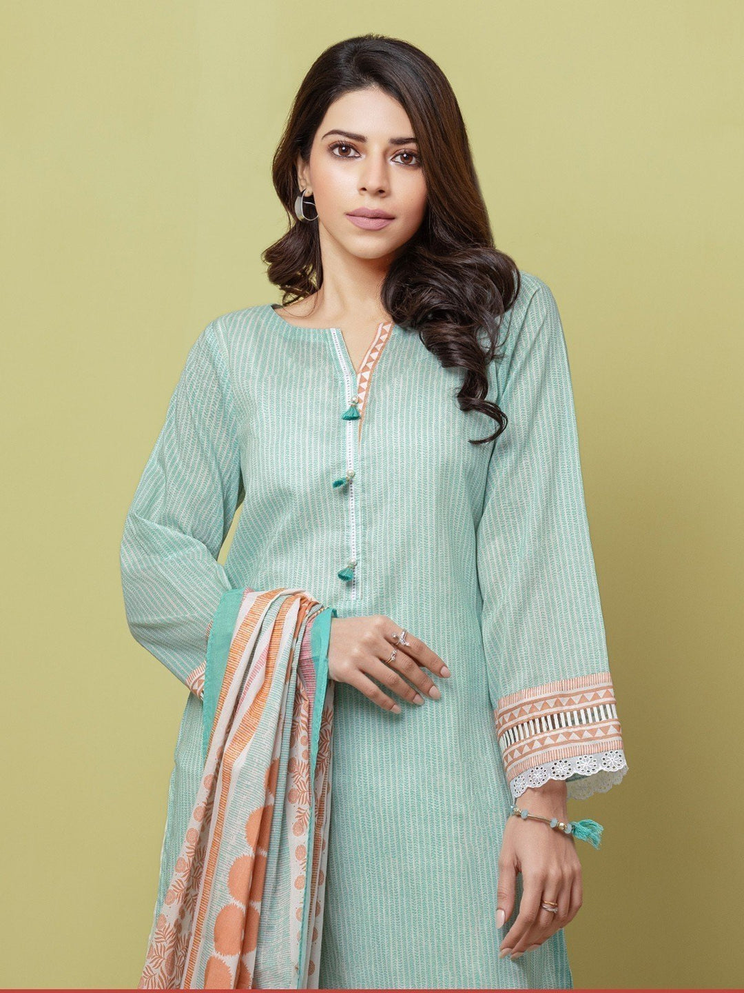 EWU23A1-26072 Unstitched Mint Green Printed Lawn 3 Piece
