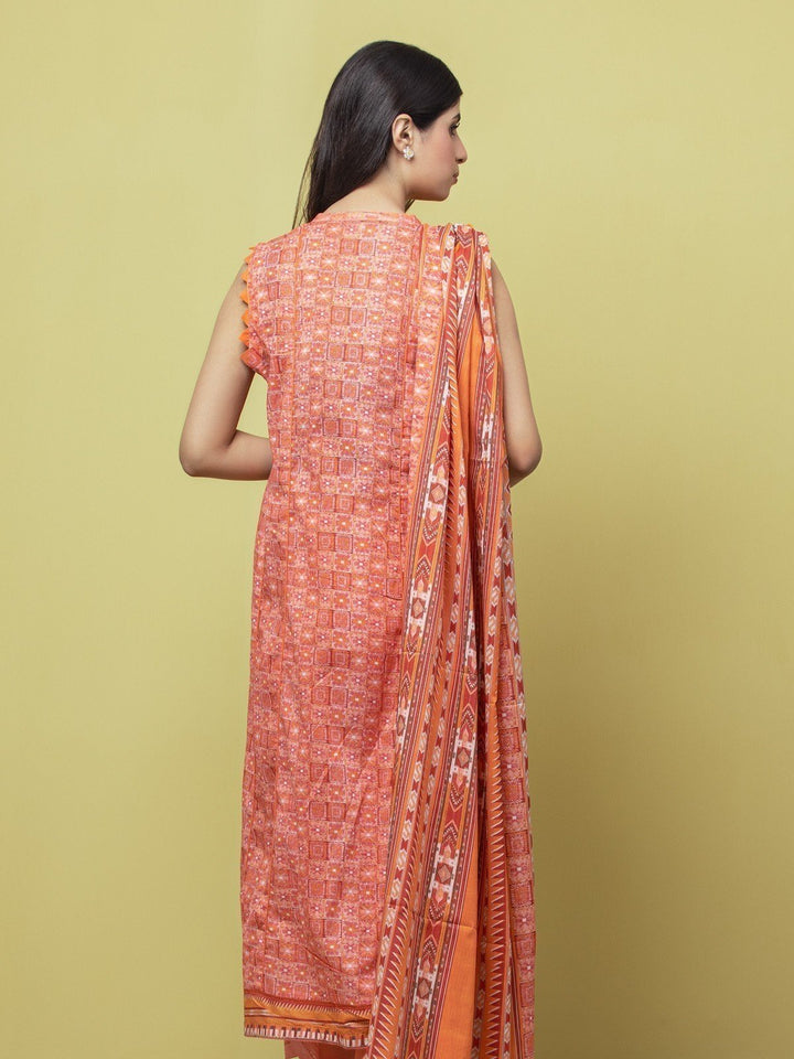 EWU23A1-26073 Unstitched Peach Printed Lawn 3 Piece